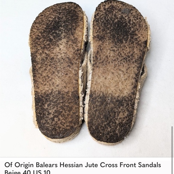 Of Origin Balears Hessian Jute Cross Front Sandals Beige 40 US 10 - Picture 3 of 3